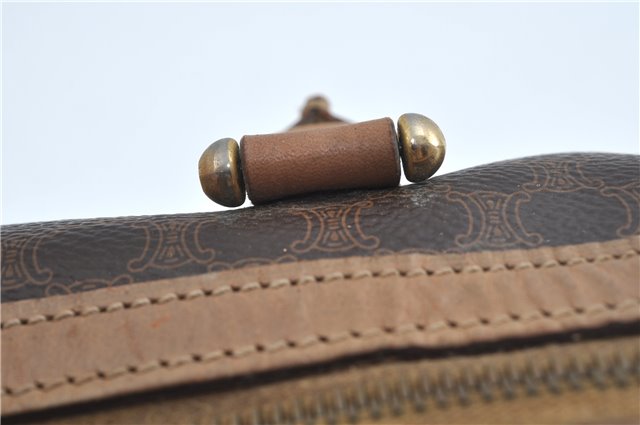 Authentic CELINE Macadam Blason Pattern Hand Boston Bag PVC Leather Brown J1943