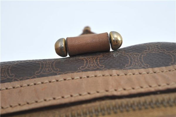 Authentic CELINE Macadam Blason Pattern Hand Boston Bag PVC Leather Brown J1943