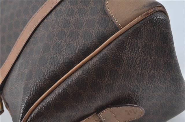 Authentic CELINE Macadam Blason Pattern Hand Boston Bag PVC Leather Brown J1943