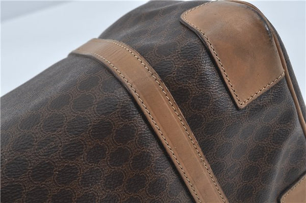 Authentic CELINE Macadam Blason Pattern Hand Boston Bag PVC Leather Brown J1943