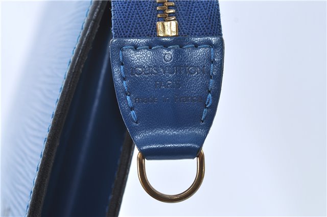 Authentic Louis Vuitton Epi Pochette Accessoires Pouch Blue M52945 LV Junk J1944