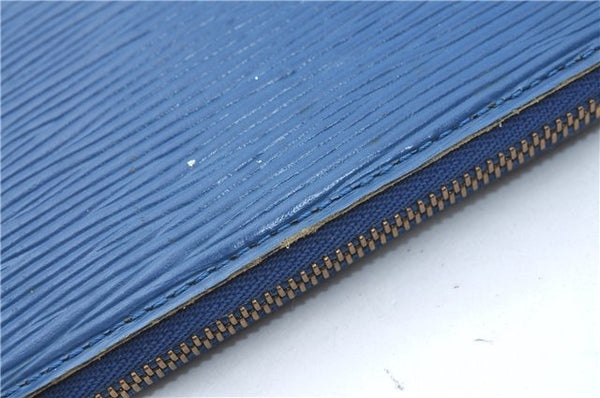Authentic Louis Vuitton Epi Pochette Accessoires Pouch Blue M52945 LV Junk J1944