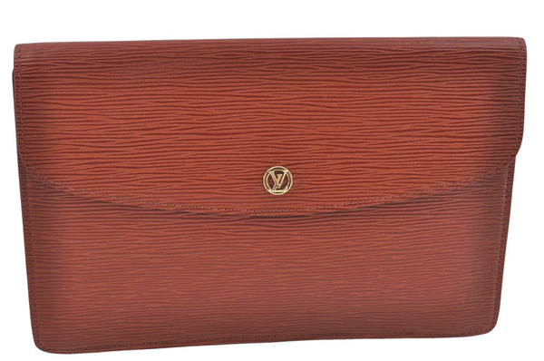 Authentic Louis Vuitton Epi Montaigne 27 Clutch Bag Brown M52653 LV J1962