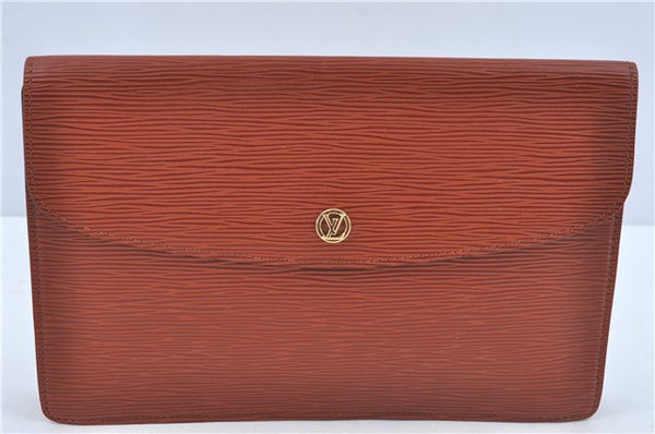 Authentic Louis Vuitton Epi Montaigne 27 Clutch Bag Brown M52653 LV J1962