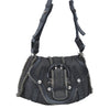 Authentic Ferragamo Gancini Leather Mouton Shoulder Bag Purse Black J1966