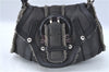 Authentic Ferragamo Gancini Leather Mouton Shoulder Bag Purse Black J1966