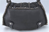 Authentic Ferragamo Gancini Leather Mouton Shoulder Bag Purse Black J1966
