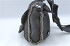 Authentic Ferragamo Gancini Leather Mouton Shoulder Bag Purse Black J1966
