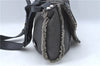 Authentic Ferragamo Gancini Leather Mouton Shoulder Bag Purse Black J1966