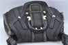 Authentic Ferragamo Gancini Leather Mouton Shoulder Bag Purse Black J1966