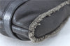 Authentic Ferragamo Gancini Leather Mouton Shoulder Bag Purse Black J1966
