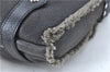Authentic Ferragamo Gancini Leather Mouton Shoulder Bag Purse Black J1966