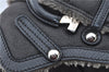 Authentic Ferragamo Gancini Leather Mouton Shoulder Bag Purse Black J1966