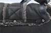 Authentic Ferragamo Gancini Leather Mouton Shoulder Bag Purse Black J1966
