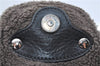 Authentic Ferragamo Gancini Leather Mouton Shoulder Bag Purse Black J1966