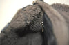 Authentic Ferragamo Gancini Leather Mouton Shoulder Bag Purse Black J1966