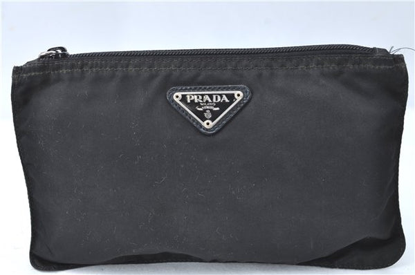 Authentic PRADA Nylon Pouch Purse Purse Black J1968