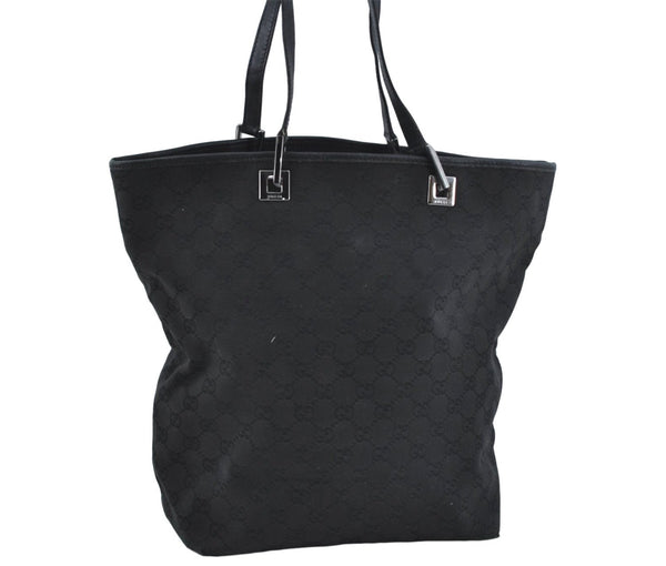 Authentic GUCCI Shoulder Tote Bag Purse GG Canvas Leather 31243 Black J1969
