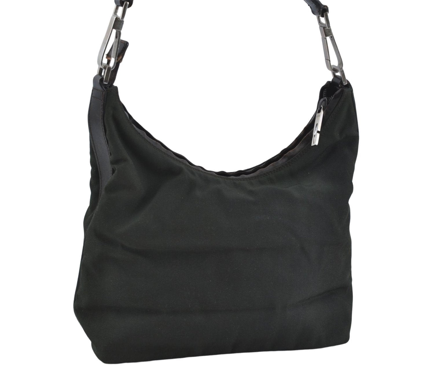 Authentic GUCCI Shoulder Hand Bag Purse Nylon Leather 0000602 Khaki Green J1970