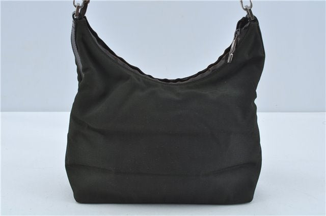 Authentic GUCCI Shoulder Hand Bag Purse Nylon Leather 0000602 Khaki Green J1970