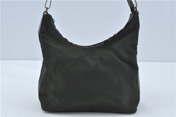 Authentic GUCCI Shoulder Hand Bag Purse Nylon Leather 0000602 Khaki Green J1970
