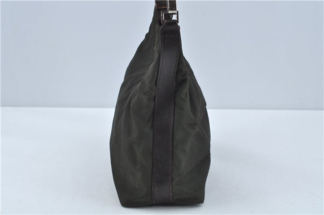 Authentic GUCCI Shoulder Hand Bag Purse Nylon Leather 0000602 Khaki Green J1970