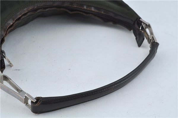 Authentic GUCCI Shoulder Hand Bag Purse Nylon Leather 0000602 Khaki Green J1970