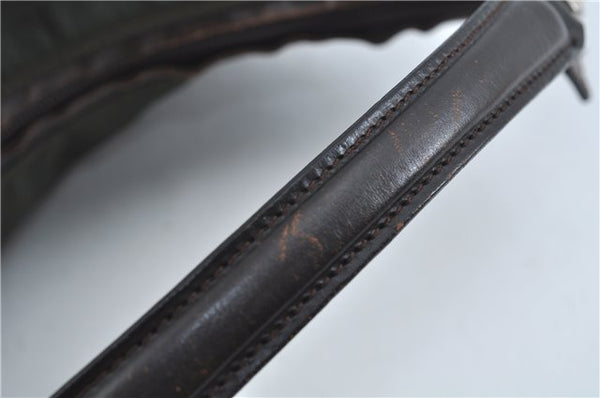 Authentic GUCCI Shoulder Hand Bag Purse Nylon Leather 0000602 Khaki Green J1970