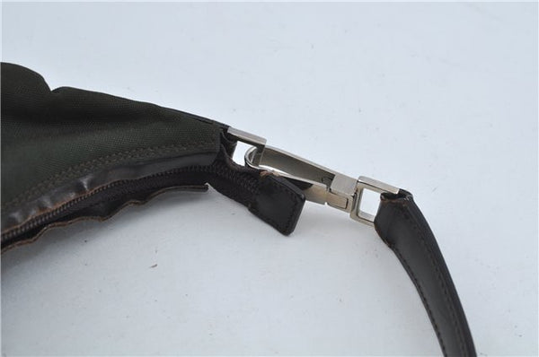 Authentic GUCCI Shoulder Hand Bag Purse Nylon Leather 0000602 Khaki Green J1970