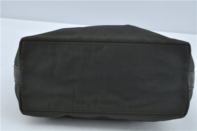 Authentic GUCCI Shoulder Hand Bag Purse Nylon Leather 0000602 Khaki Green J1970