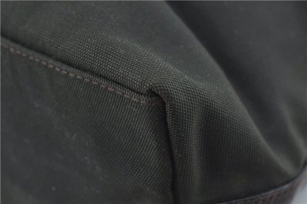 Authentic GUCCI Shoulder Hand Bag Purse Nylon Leather 0000602 Khaki Green J1970