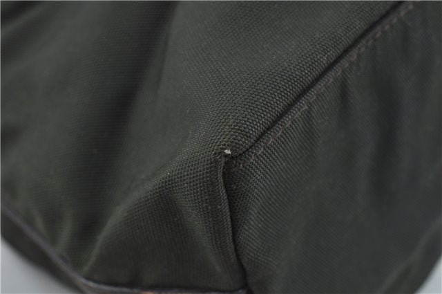 Authentic GUCCI Shoulder Hand Bag Purse Nylon Leather 0000602 Khaki Green J1970