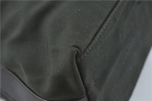 Authentic GUCCI Shoulder Hand Bag Purse Nylon Leather 0000602 Khaki Green J1970