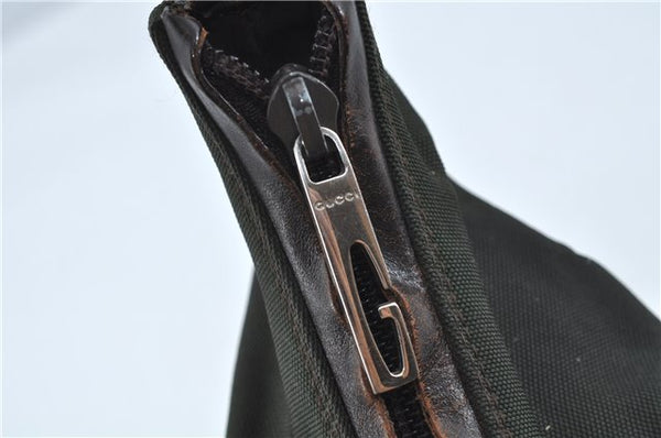 Authentic GUCCI Shoulder Hand Bag Purse Nylon Leather 0000602 Khaki Green J1970