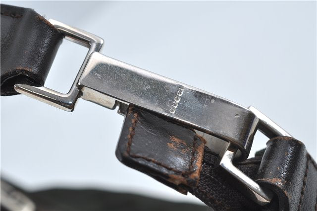 Authentic GUCCI Shoulder Hand Bag Purse Nylon Leather 0000602 Khaki Green J1970