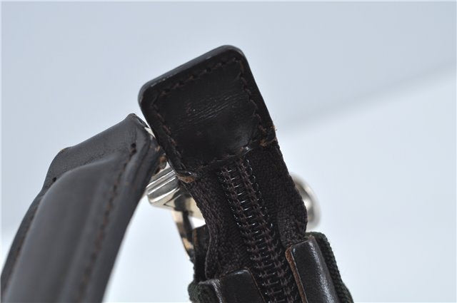 Authentic GUCCI Shoulder Hand Bag Purse Nylon Leather 0000602 Khaki Green J1970