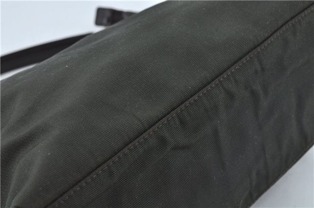 Authentic GUCCI Shoulder Hand Bag Purse Nylon Leather 0000602 Khaki Green J1970