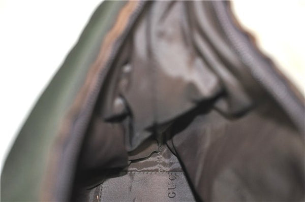 Authentic GUCCI Shoulder Hand Bag Purse Nylon Leather 0000602 Khaki Green J1970