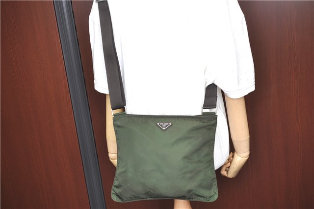 Authentic PRADA Nylon Shoulder Cross Body Bag Purse Khaki Green J1971