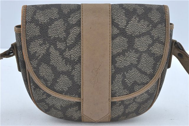 Authentic YVES SAINT LAURENT Shoulder Cross Body Bag PVC Leather Gray J1972