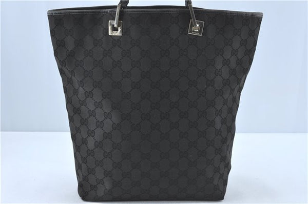 Authentic GUCCI Shoulder Tote Bag Purse GG Canvas Leather 0021098 Black J1973