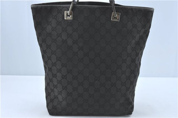 Authentic GUCCI Shoulder Tote Bag Purse GG Canvas Leather 0021098 Black J1973