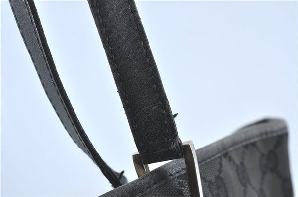 Authentic GUCCI Shoulder Tote Bag Purse GG Canvas Leather 0021098 Black J1973