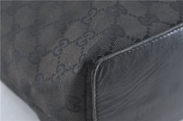 Authentic GUCCI Shoulder Tote Bag Purse GG Canvas Leather 0021098 Black J1973