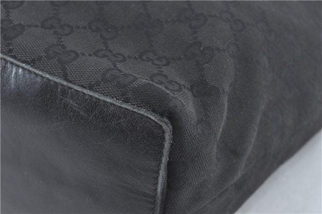 Authentic GUCCI Shoulder Tote Bag Purse GG Canvas Leather 0021098 Black J1973