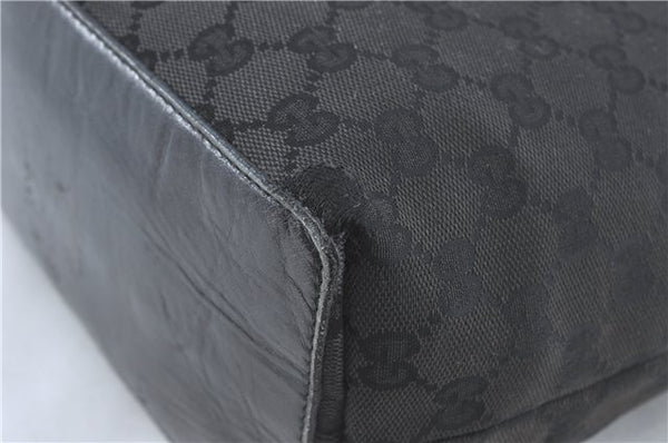 Authentic GUCCI Shoulder Tote Bag Purse GG Canvas Leather 0021098 Black J1973