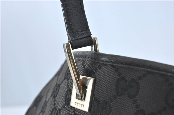 Authentic GUCCI Shoulder Tote Bag Purse GG Canvas Leather 0021098 Black J1973