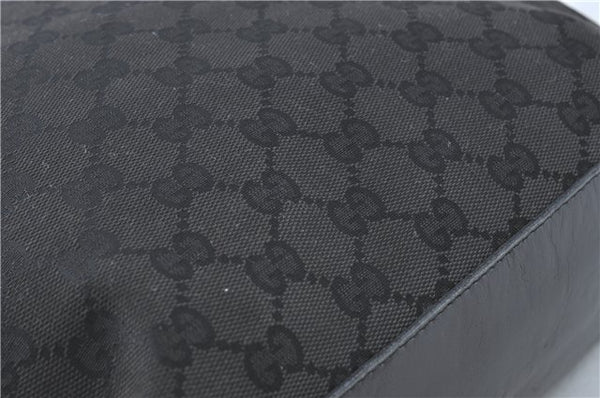 Authentic GUCCI Shoulder Tote Bag Purse GG Canvas Leather 0021098 Black J1973