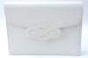 Authentic YVES SAINT LAURENT Clutch Bag Purse Leather White J1975