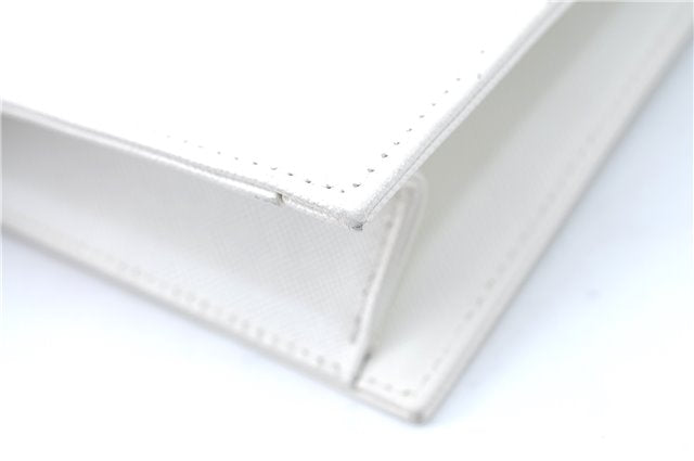 Authentic YVES SAINT LAURENT Clutch Bag Purse Leather White J1975